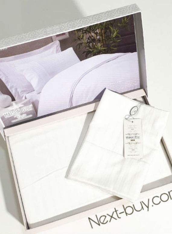 Maison D'or New Rails Double white постільна білизна Maison 200x220см сатин білий