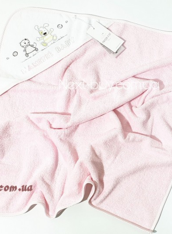 Maison D`or Lamite pink дитячий махровий рушник - куточок з вишивкою рожевий 76x76