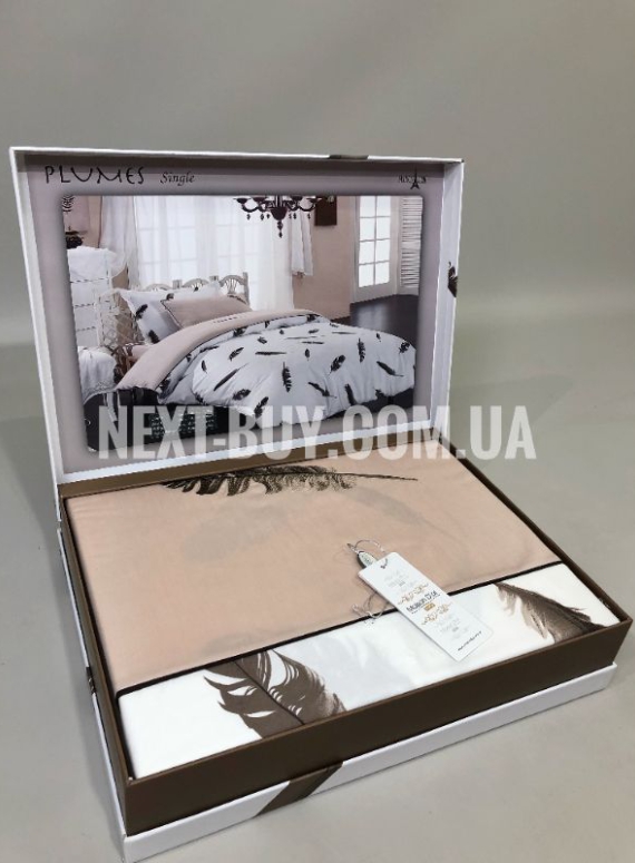Постільна білизна Maison D'or Plumes Bej 160x200см сатин з вишивкою