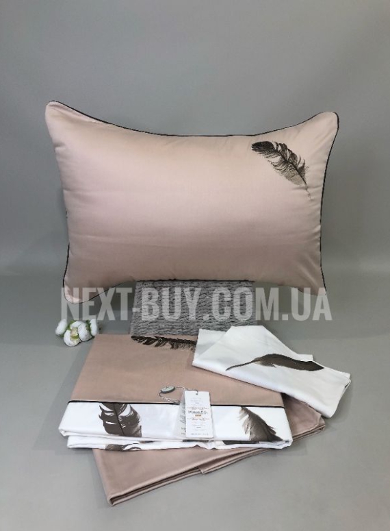 Постільна білизна Maison D'or Plumes Bej 160x200см сатин з вишивкою