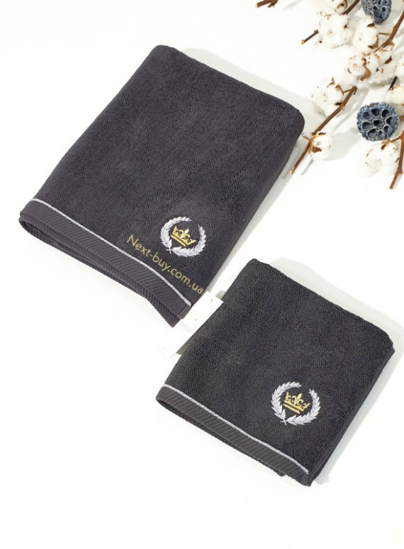 Maison D'or Pierre Loti набір махрових рушників 4 шт 30х50 антрацит із золотою вишивкою