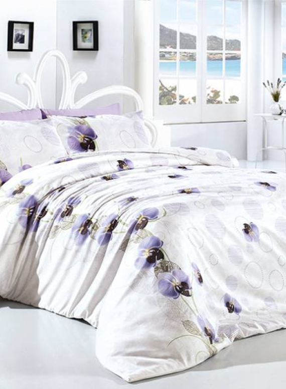 First choice LEORA LILA - purple постельное белье ранфорс семейный 160х220х2