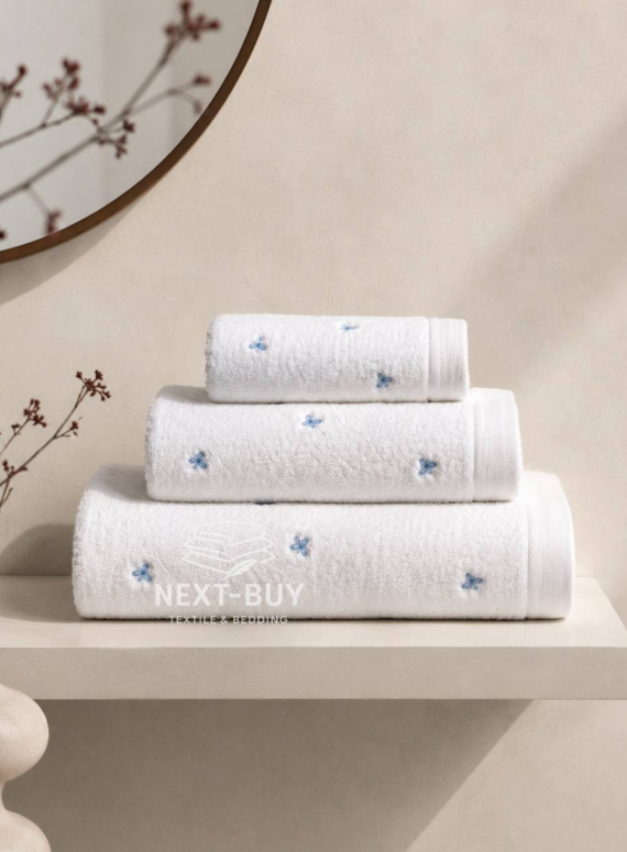 Mахровий рушник для обличчя Maison Dor Soft Butterflies white-blue 50х100 хлопок