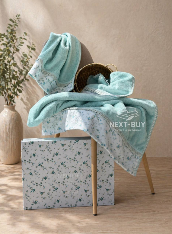 Maison D'or Roses Turquoise набор бамбукових рушників 3 шт бірюзовий