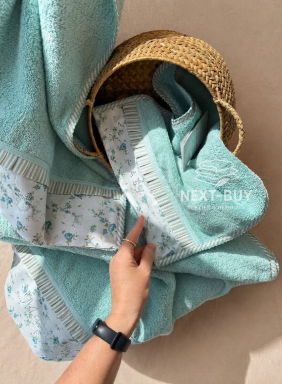 Maison D'or Roses Turquoise набор бамбукових рушників 3 шт бірюзовий