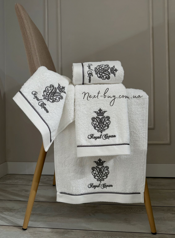 Maison D'or Royal crown white набор полотенец с вышивкой 4шт 30х50 с вышивкой