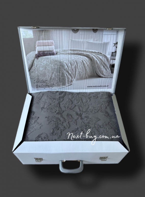 Maison D'or Paris Sanda Bedspread махровая простынь-покрывало 220х240 с бахромой хлопок antrasit