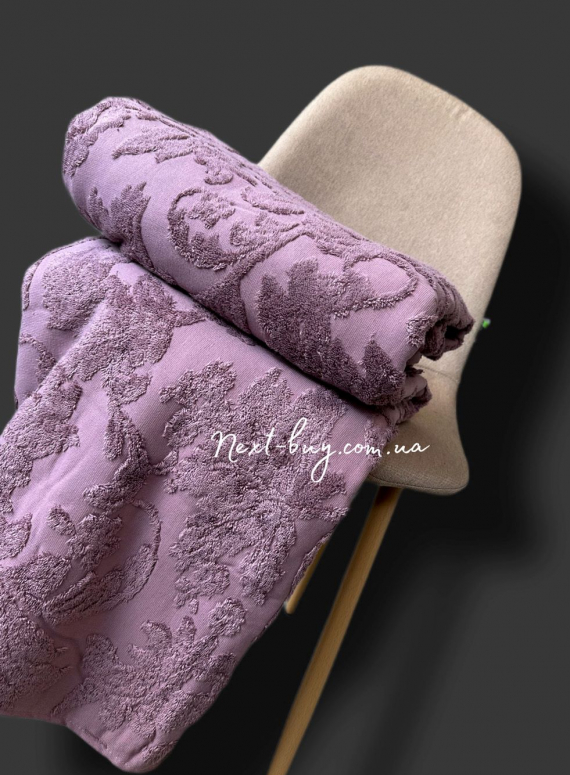 Maison D'or Paris Sanda Bedspread махрове простирадло-покривало 220х240 з бахромою бавовна фіолетове
