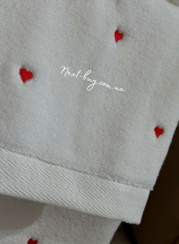 Набір махрових рушників Maison D'or Soft Hearts white-red з сердечками