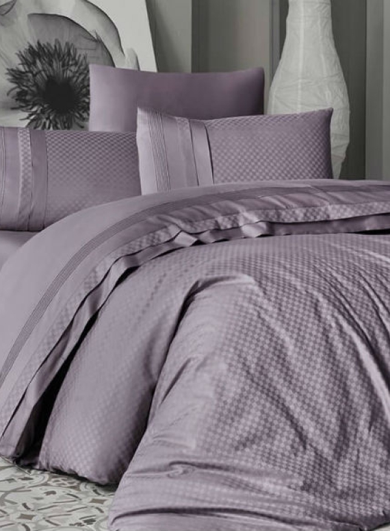First choice Square style leylak(lilac) delux сатин постельное белье евро 200х220
