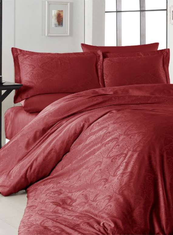First Choice TRUDY Kirmizi(Red) постельное белье сатин-жаккард евро 200х220