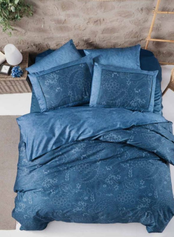 Постільна білизна Theron Blue La Romano premium сатин евро 200х220