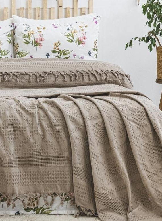 Натуральное, легкое пике Saheser Viola Bej евро Турция