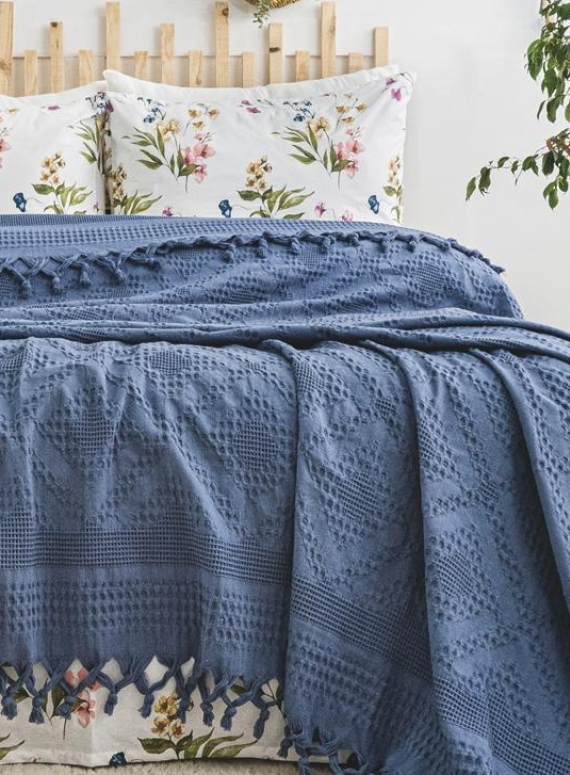 Натуральное, легкое пике Saheser Viola Lacivert евро Турция