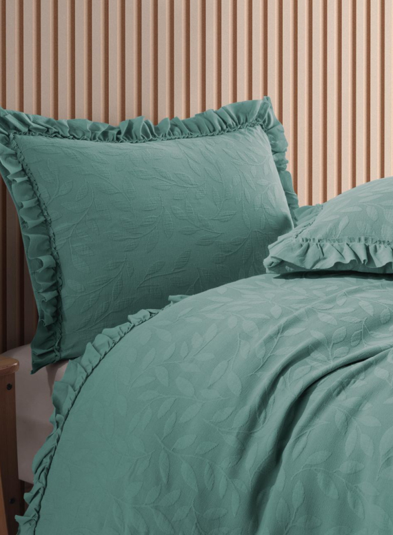 Жакардове покривало з наволочками Saheser Ilda green євро Туреччина