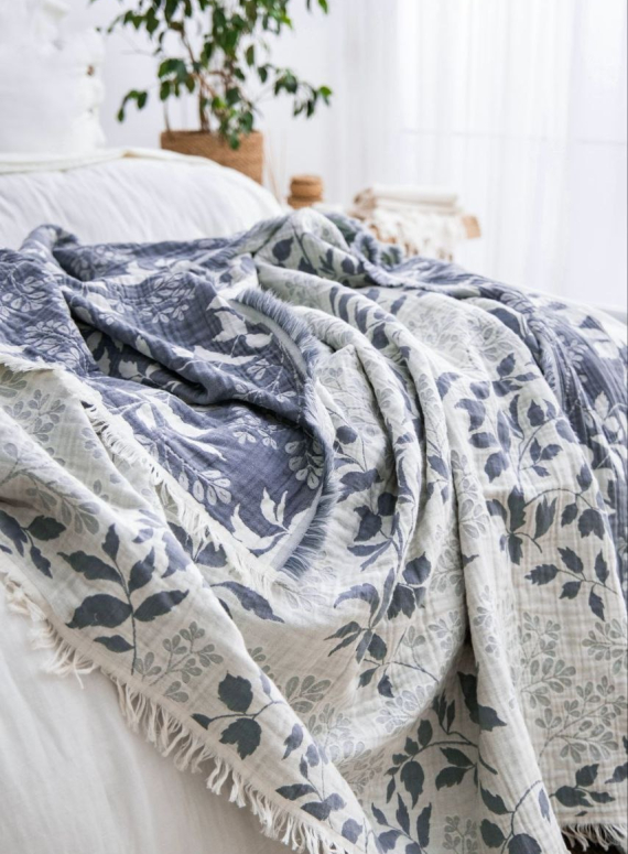 Муслиновое покрывало Saheser Model Amor Lacivert евро Турция