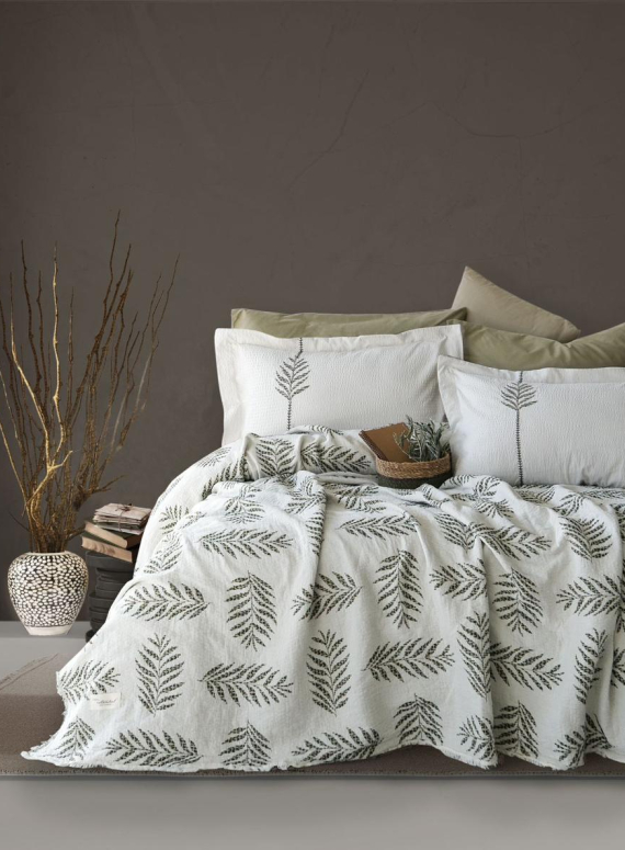 Постільна білизна з піке Olive earth yesil євро