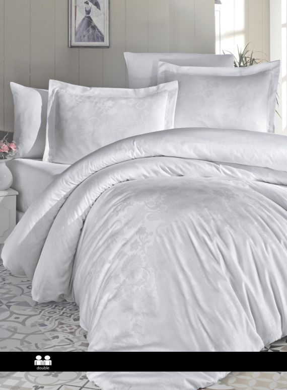 First choice Herra beyaz(white) постільна білизна сатин жаккард евро 200х220