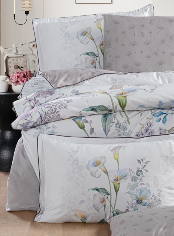 Постільна білизна Tunar Grey La Romano premium сатин евро 200х220