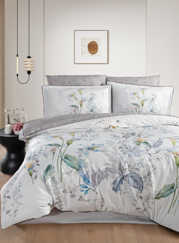 Постільна білизна Tunar Grey La Romano premium сатин евро 200х220