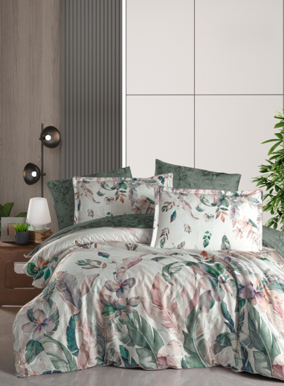 Постільна білизна Reneta Green  La Romano premium сатин евро 200х220