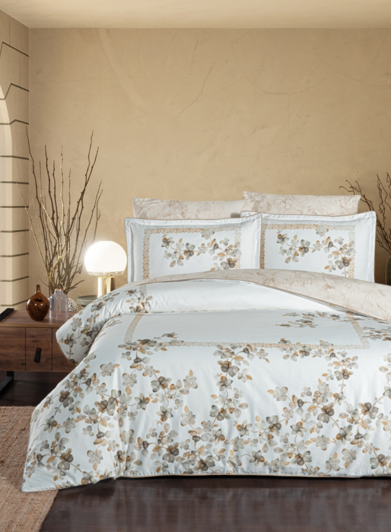 Постільна білизна Lina Biege La Romano premium сатин евро 200х220