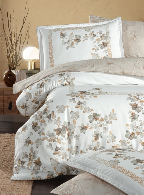 Постільна білизна Lina Biege La Romano premium сатин евро 200х220