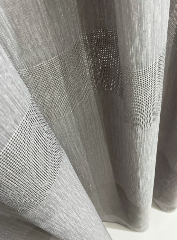 Тюль льон Linen сірий з люрексом Туреччина