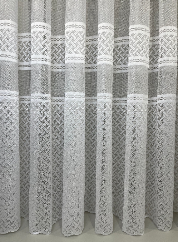 Тюль грек-сітка з плетінням Wicker білий Туреччина