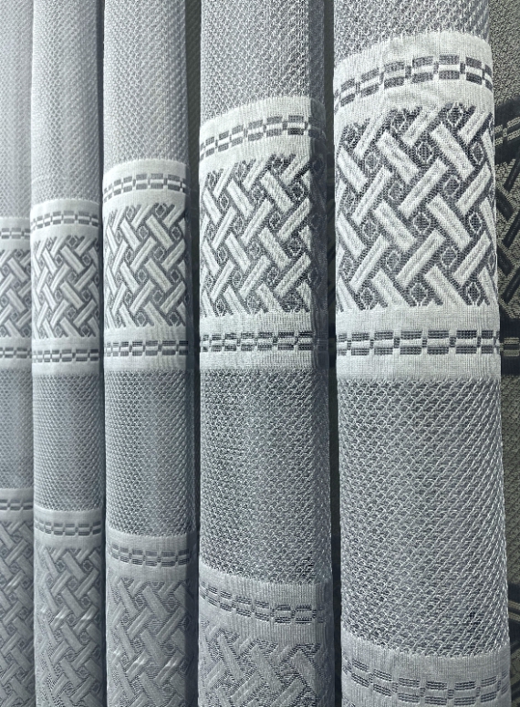 Тюль грек-сітка з плетінням Wicker сірий Туреччина