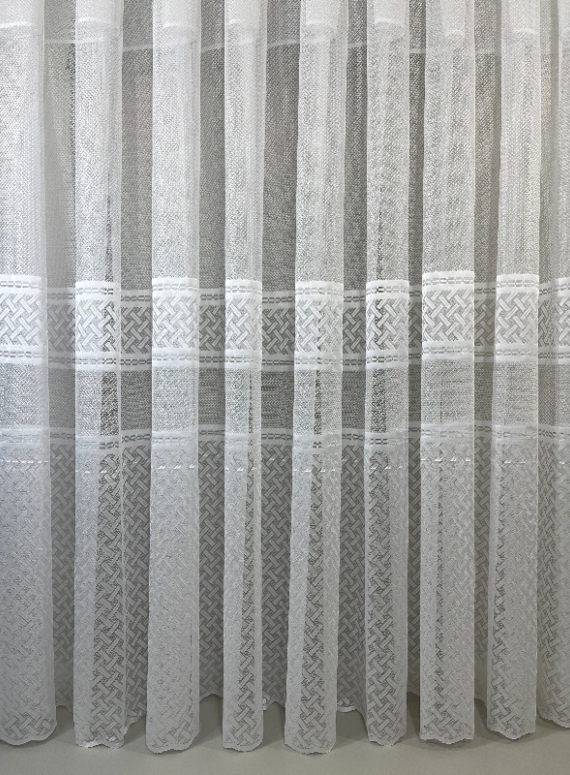 Тюль грек-сітка з плетінням Wicker білий Туреччина