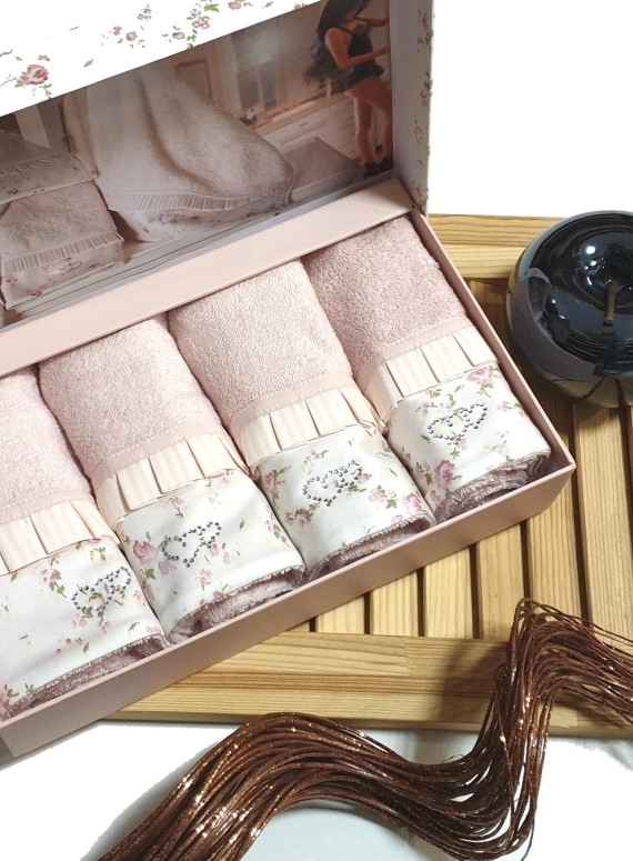 Набір рушників Maison Dor Roses 30х50 пудровий з кремовим