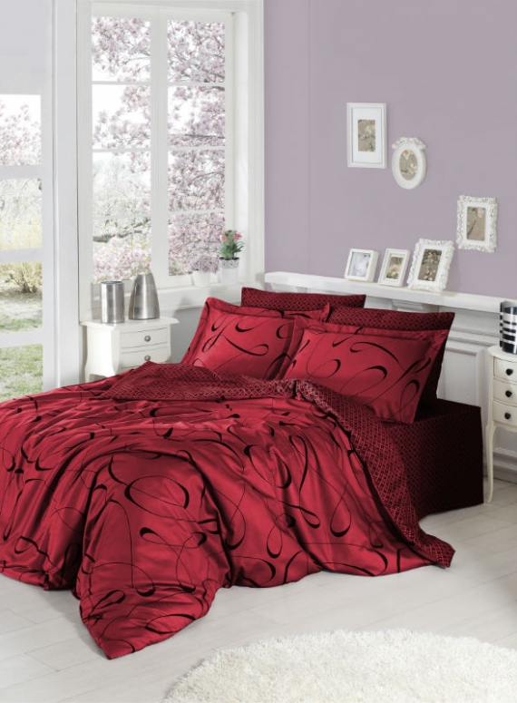 First choice CALISTO kirmizi(red) постельное белье сатин семейный 160х220х2