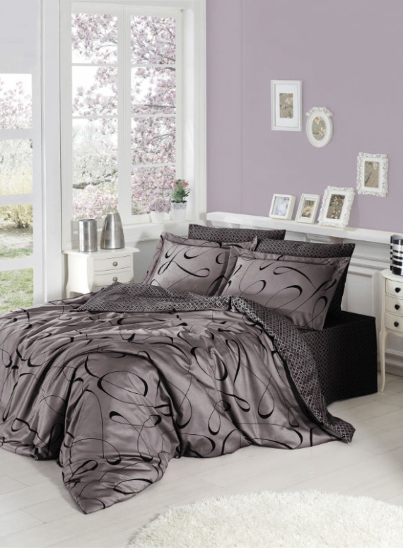 First choice CALISTO leylak(lilac) постельное белье сатин евро 200х220