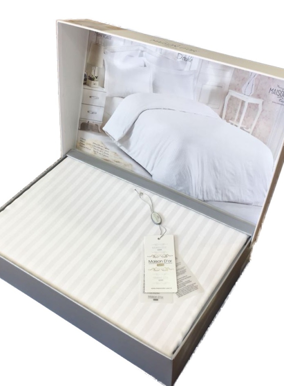 Maison D'or New Rails white постельное белье полуторное 160x220см сатин жаккард белый