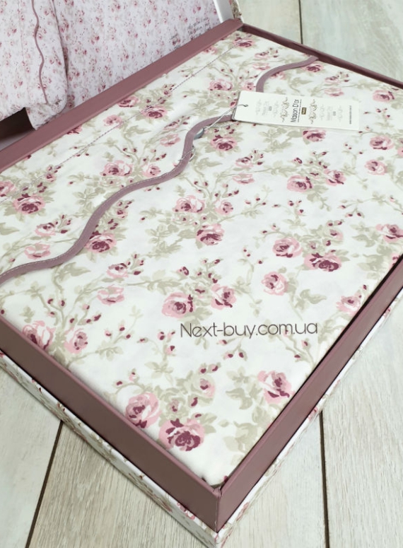 Maison D'or Lady Roses ecru-rose постільна білизна сімейка 160х220(2шт) сатин
