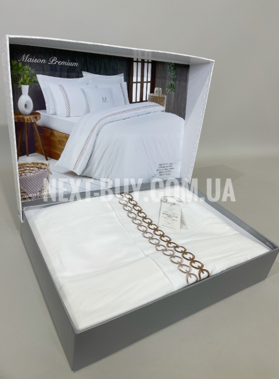 Постільна білизна Maison D'or Maison Premium beige 200x220см сатин з вишивкою