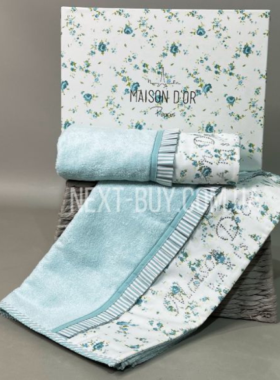 Набір бамбукових рушників Maison D'or Roses 50х100см 2шт. блакитний