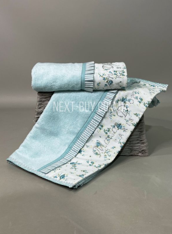 Набір бамбукових рушників Maison D'or Roses 50х100см 2шт. блакитний