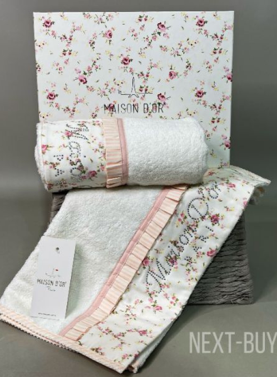 Набор бамбуковых полотенец Maison D'or Roses 50х100см 2шт крем/розовый