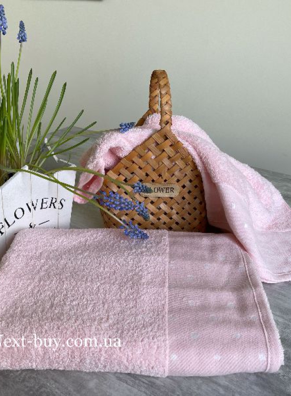 Махровое полотенце для лица Cestepe Inci розовое 50х90 Турция