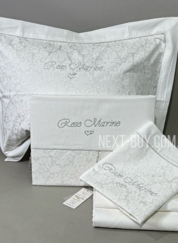 Постільна білизна Maison D'or Rose Marine Beyaz 160x200см сатин із стразами