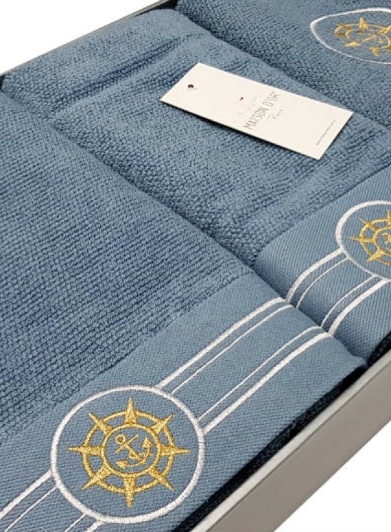 Maison D'or Elegance Marine набір махрових рушників з килимком для ніг 3 шт блакитний