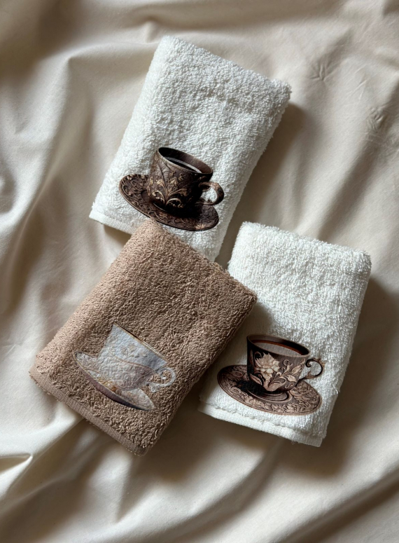 Набір кухонних рушників Merzuka Cups of coffee 3шт. 30х50