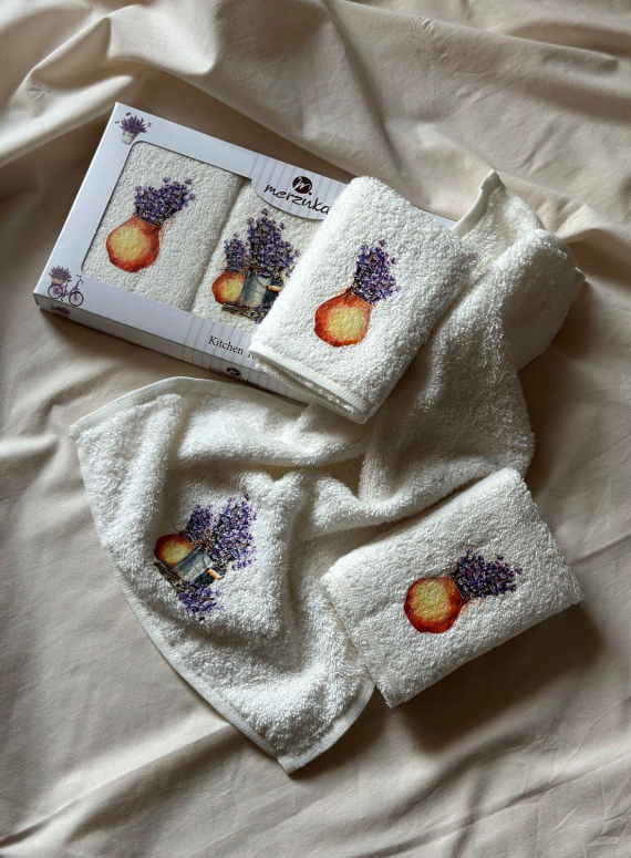 Набір кухонних рушників Merzuka Bouquets of lavender 3шт. 30х50см