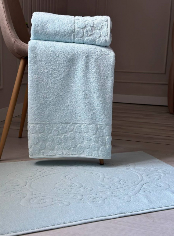 Комплект подарункових рушників Cestepe Lux cotton блакитний  3шт. Туреччина