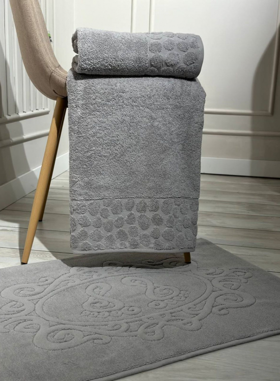 Комплект подарункових рушників Cestepe Lux cotton сірий  3шт. Туреччина