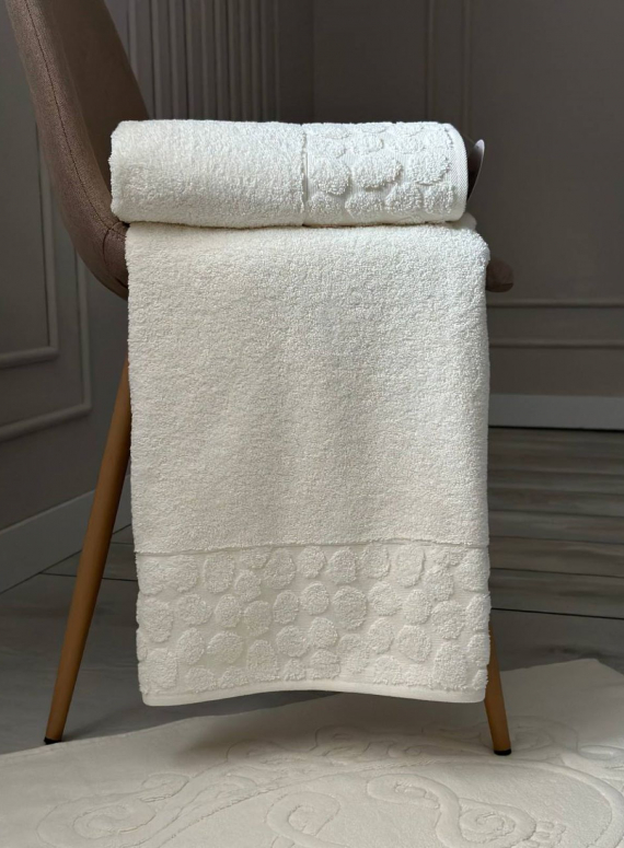 Комплект подарункових рушників Cestepe Lux cotton кремовий  3шт. Туреччина
