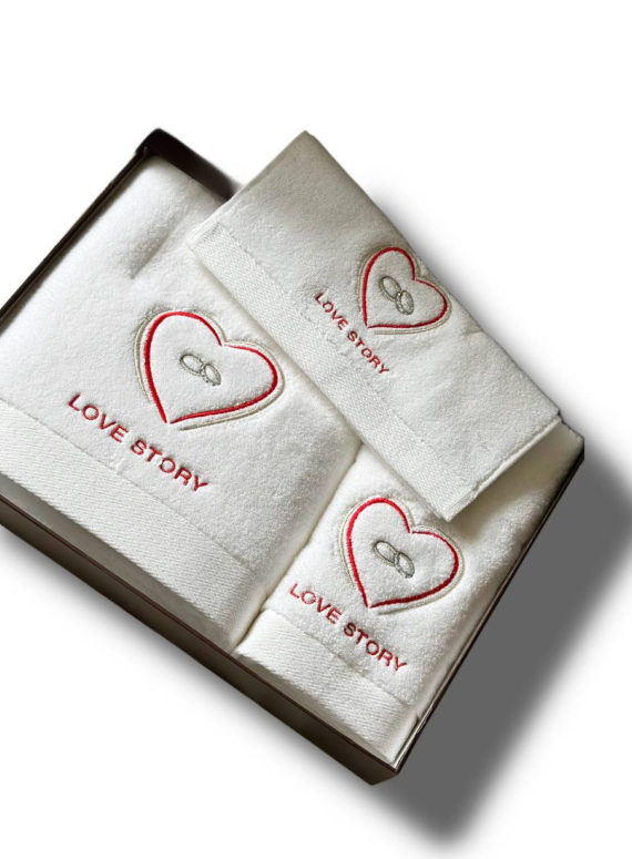 Набір бавовняних рушників Maison D'or Love story Four stone ring white 3шт