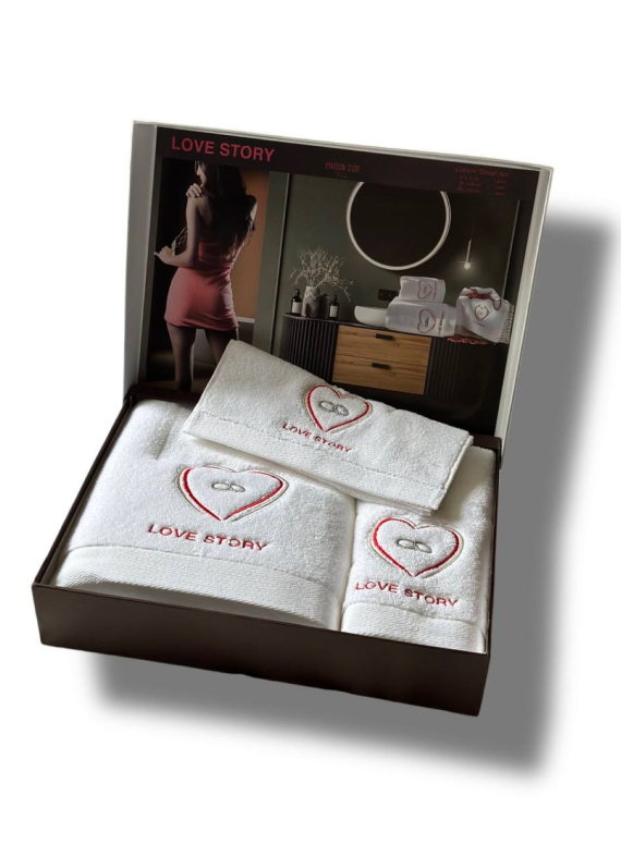 Набір бавовняних рушників Maison D'or Love story Four stone ring white 3шт